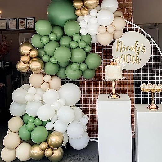 Sage Green Balloon Garland Kit Arch Oh Baby Shower Olive Matte Different Sizes Decor Happy Birthd... | Amazon (US)