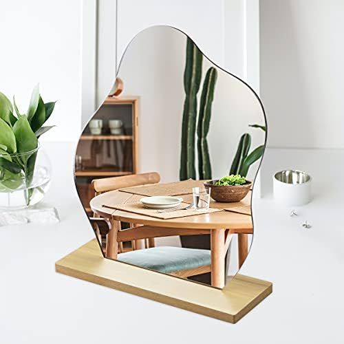 Mokoze Vertical Irregular Mirror Frameless Acrylic Makeup Mirror Aesthetic Mirror for Desk Funky Wav | Amazon (US)