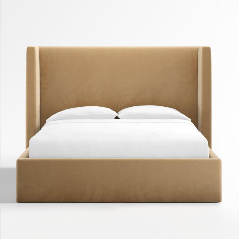 Arden Camel Brown Upholstered Queen Bed with 52" Headboard | Crate & Barrel | Crate & Barrel