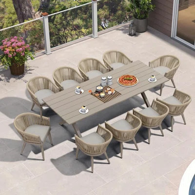 Rectangular 10 - Person 98.42'' L Outdoor Restaurant Dining Set | Wayfair North America