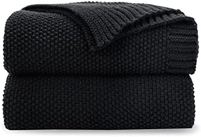 CozeCube Black Throw Blanket for Couch, Soft Cozy Cable Knit Throw for Bed Sofa Living Room, Ligh... | Amazon (US)