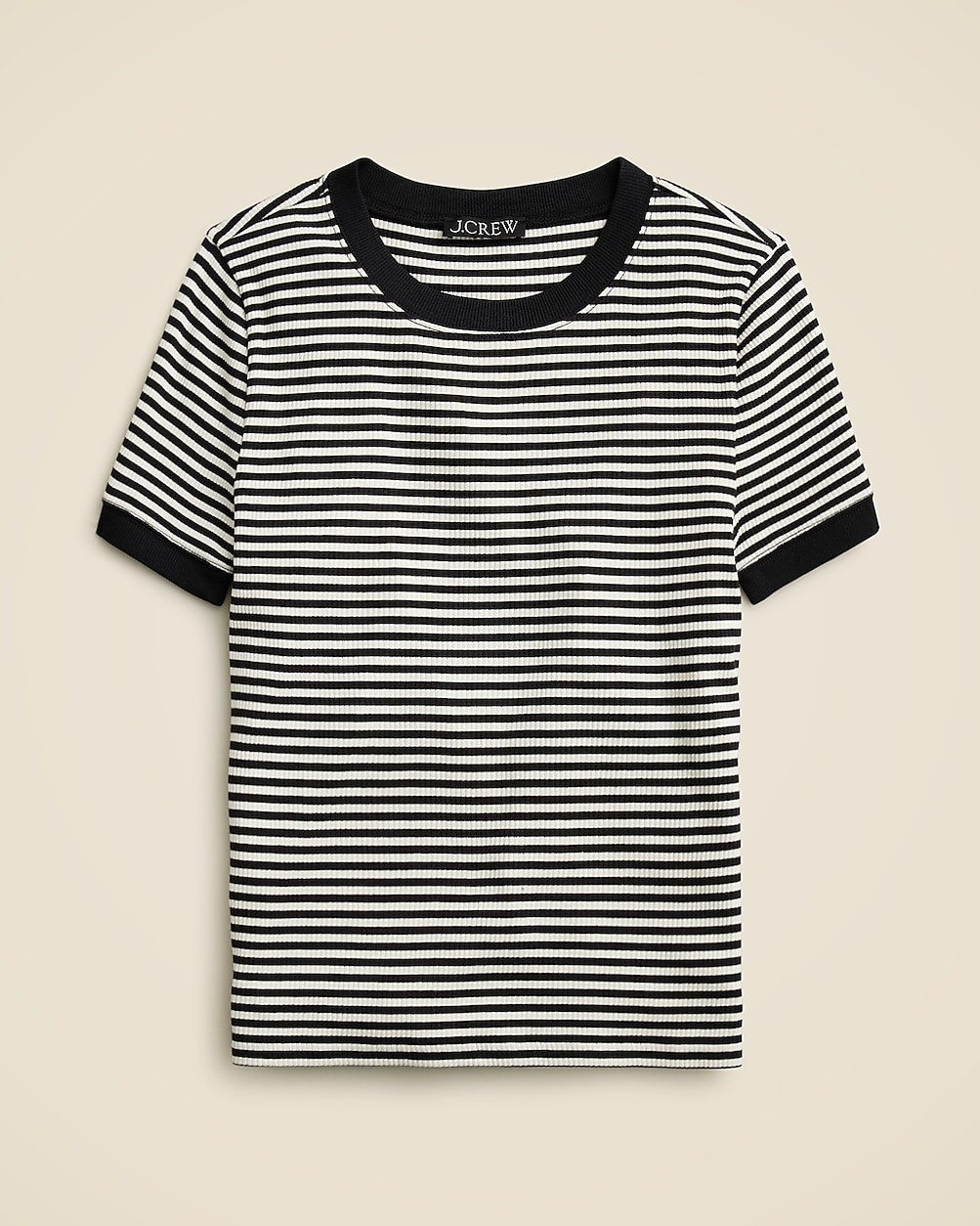 Vintage rib shrunken T-shirt with contrast trim in stripe | J. Crew US