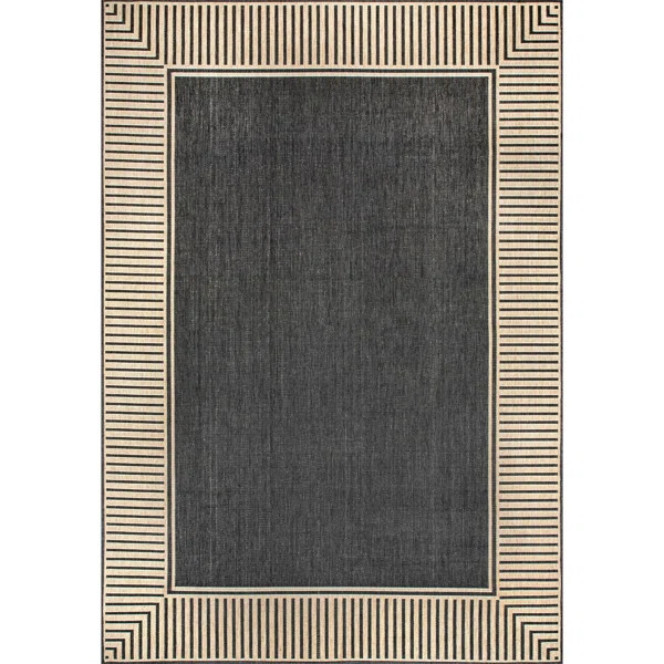 Arbab Bordered Power Loomed Gray Indoor/Outdoor Rug | Wayfair North America