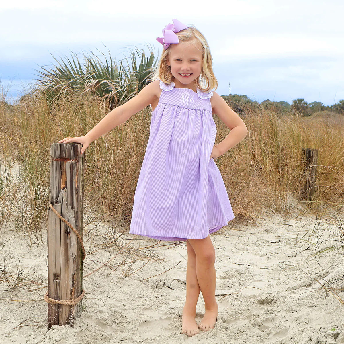 Purple Stripe Ruffle Strap Dress | Classic Whimsy