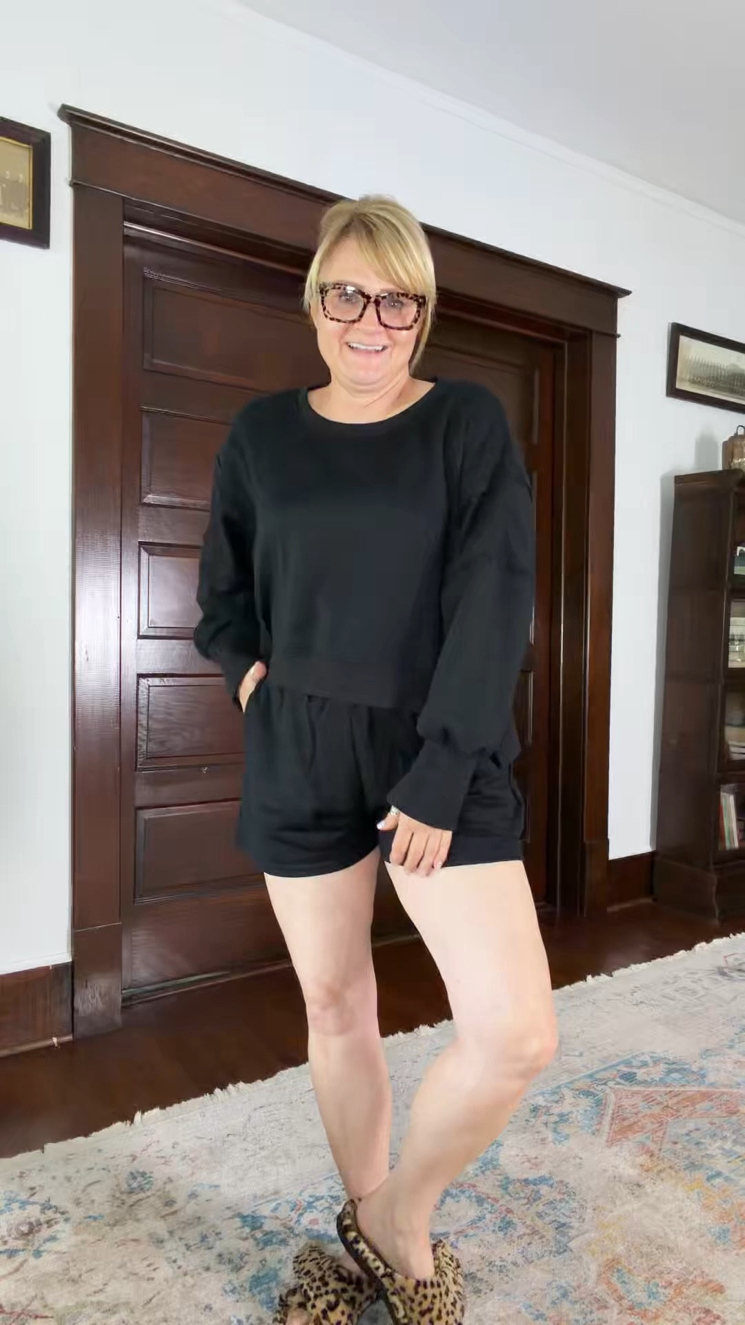 At home, no makeup day.   I need about 5 more pairs of these comfy shorts.  Wearing a medium in the sweatshirt and shorts. 

#LTKdayinmylife #LTKOver40