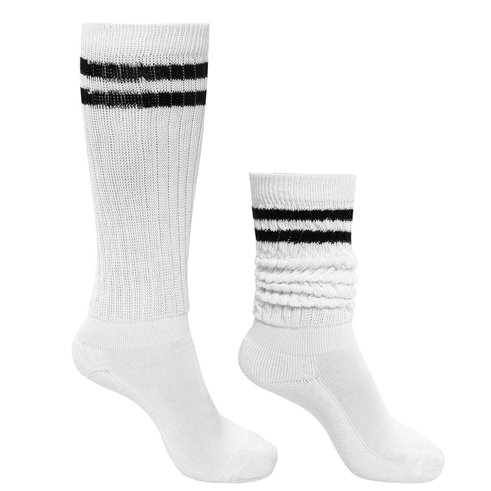 Slouch Socks Striped Slouch Scrunch Socks for Women Girls 90s Party | Amazon (US)