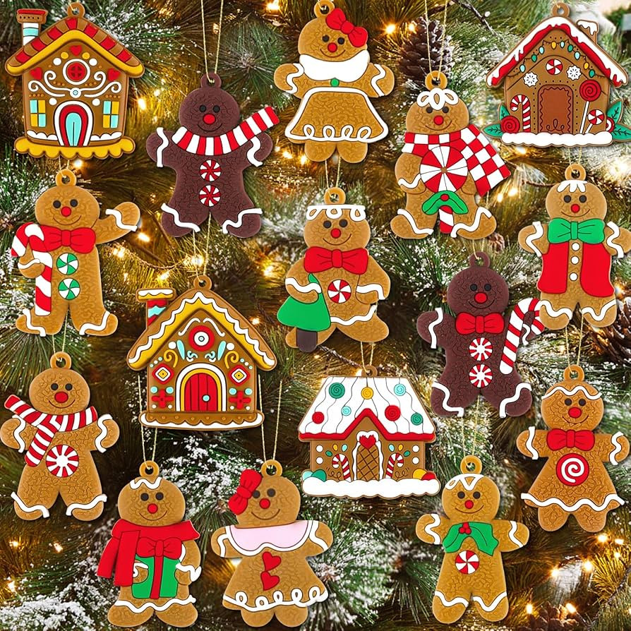 Amazon.com: 16Pcs Gingerbread Man Ornaments for Christmas Tree Gingerbread Christmas Decorations ... | Amazon (US)