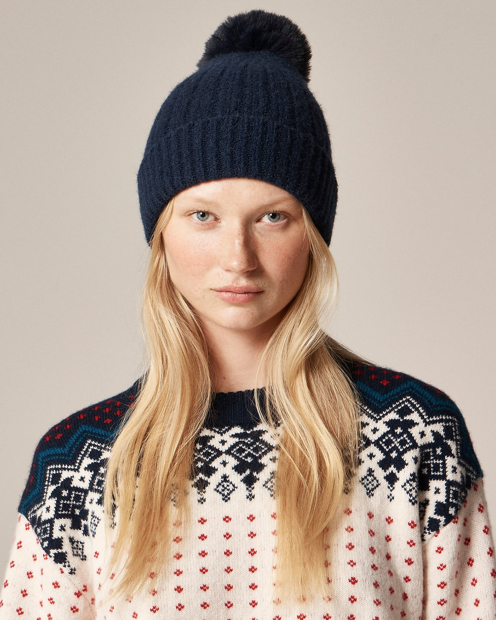 Ribbed pom-pom beanie in Supersoft yarn | J. Crew US