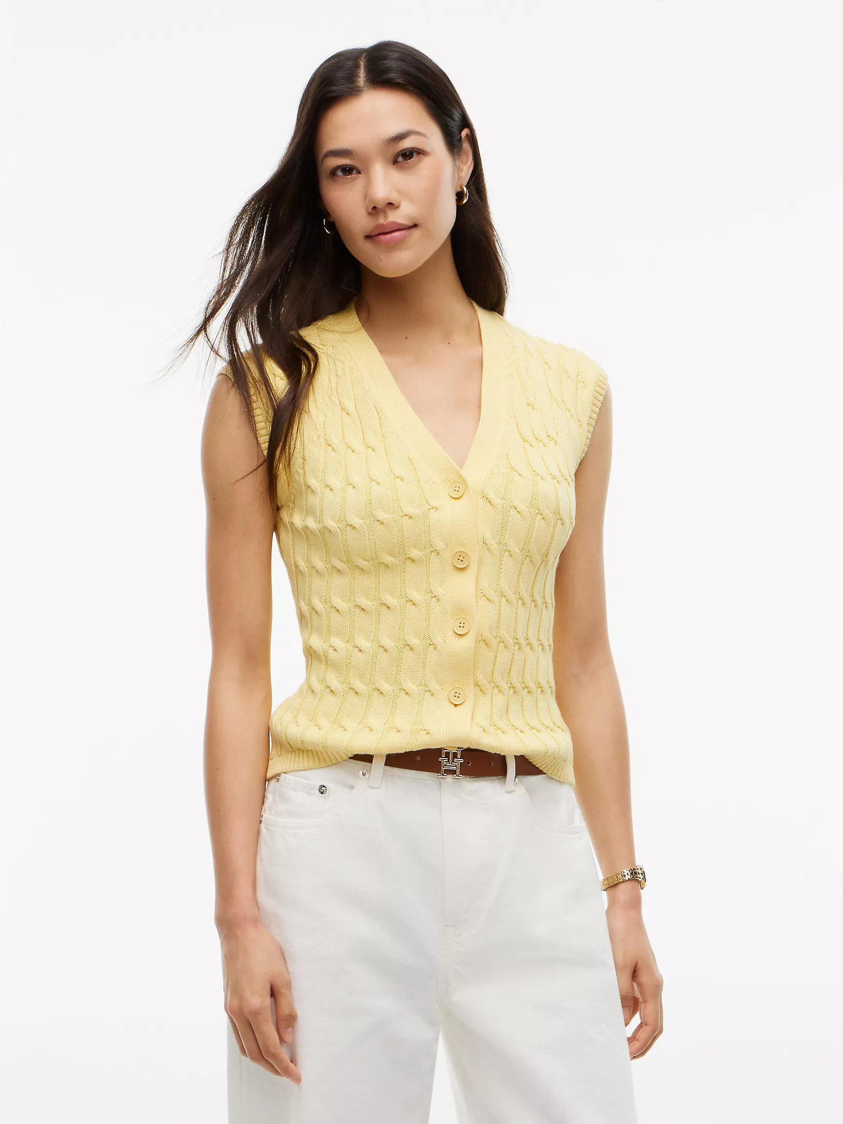 Cable Knit Cardigan Vest | Tommy Hilfiger | Tommy Hilfiger (US)