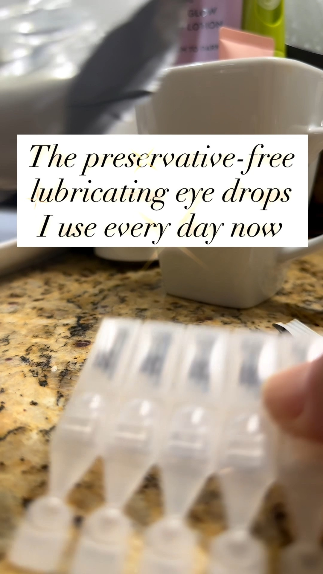 Take care of your eyes, these lubricsting eyedrops are now a part of my get ready with me - whether it’s getting ready to start my day or to go to bed.  My eye doctor recommended them to help ease my Episcleritis flareup.  I didn’t even know I had dry eyes but these feel amazing.  And no risk of contamination. 

#LTKmorningroutine #LTKOver40 #LTKvlog