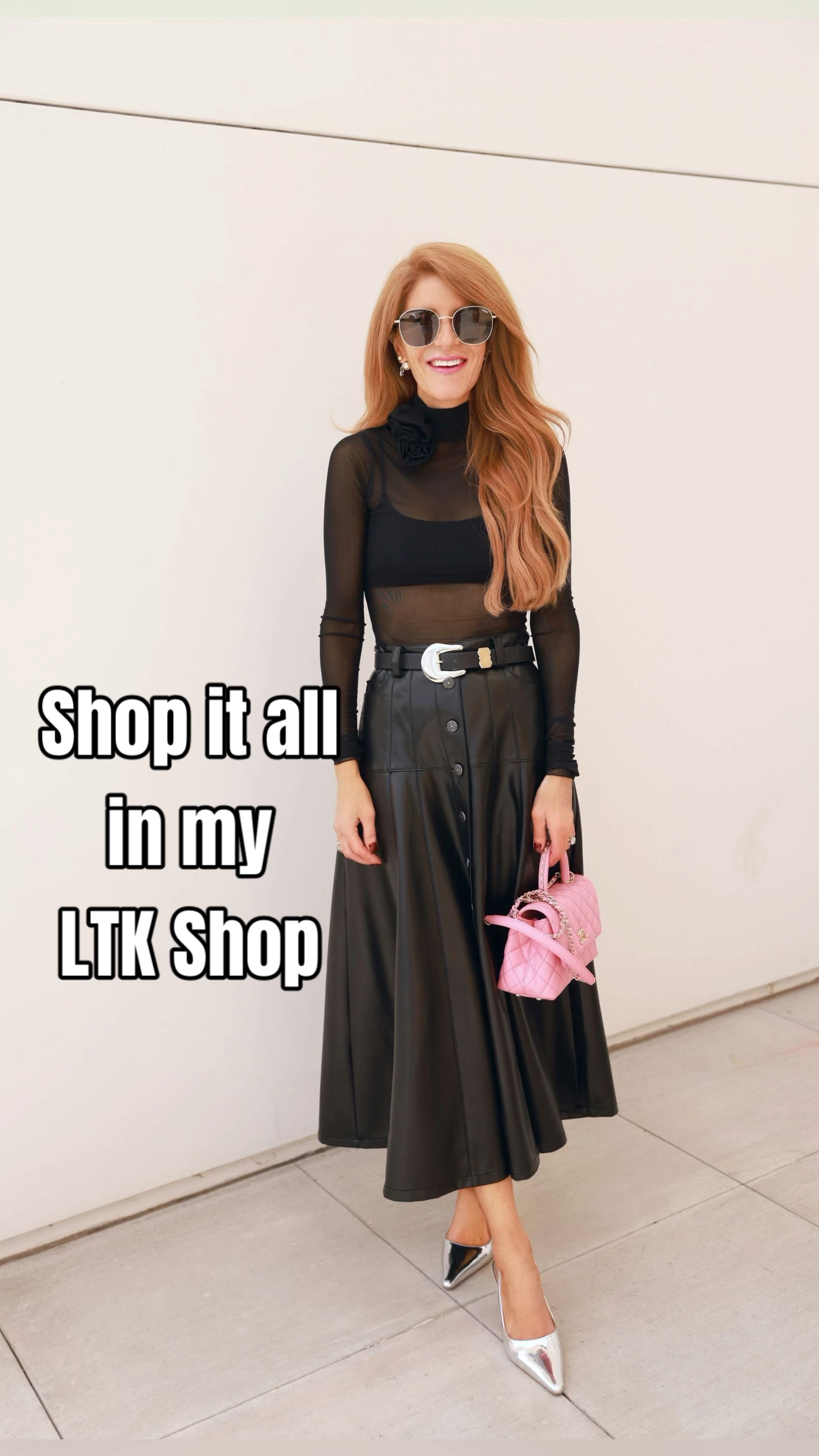 Sheer black top, leather midi skirt and silver slingbacks today!! Top is under $50, skirt on sale with code SAVENOW 

#LTKshoecrush #LTKfindsunder50 #LTKsalealert
