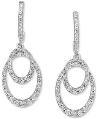 Macy's Diamond Interlocking Loop Drop Earrings (1 ct. t.w.) in 10k White Gold - Macy's | Macy's