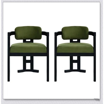 Indoor Upholstered Wood Dining Chair Set, Green and Black, Ergonomic Design for Comfort and Style | Wayfair North America