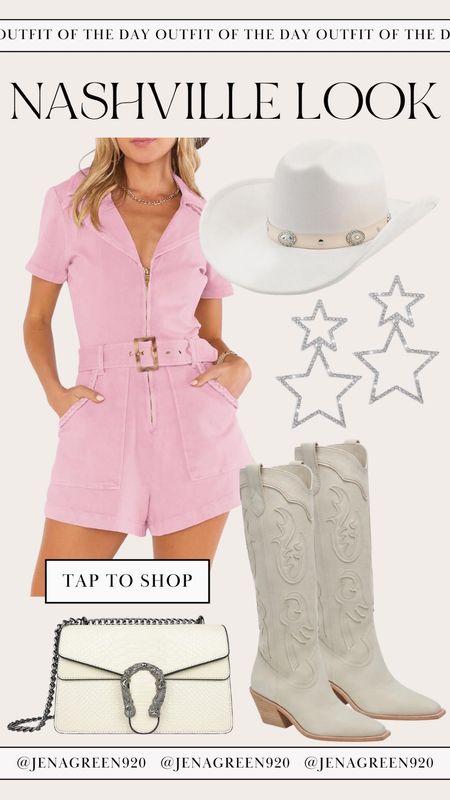 Nashville Outfit | Nashville Look | Pink Romper | Western Outfit | Cowboy Hat | Cowgirl Hat | Dolce Vita Boots

#LTKfindsunder100 #LTKstyletip #LTKFestival
