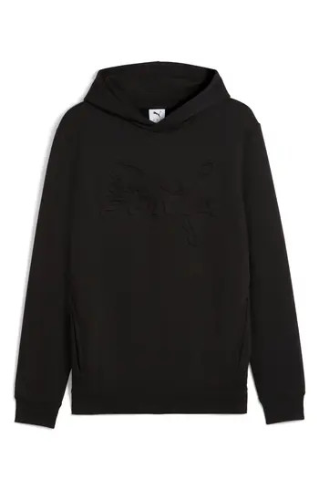 PUMA Embossed Hoodie in Puma Black at Nordstrom Rack, Size Large | Nordstrom Rack