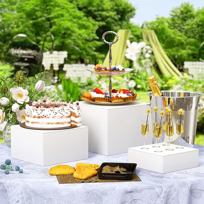 Buffet Risers, Food Risers for Buffet Table,3PCS White Acrylic Display Risers for Catering Desser... | Amazon (US)