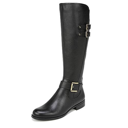 Naturalizer Womens Jessie Knee High Buckle Detail Riding Boots Black Leather 10 W | Amazon (US)