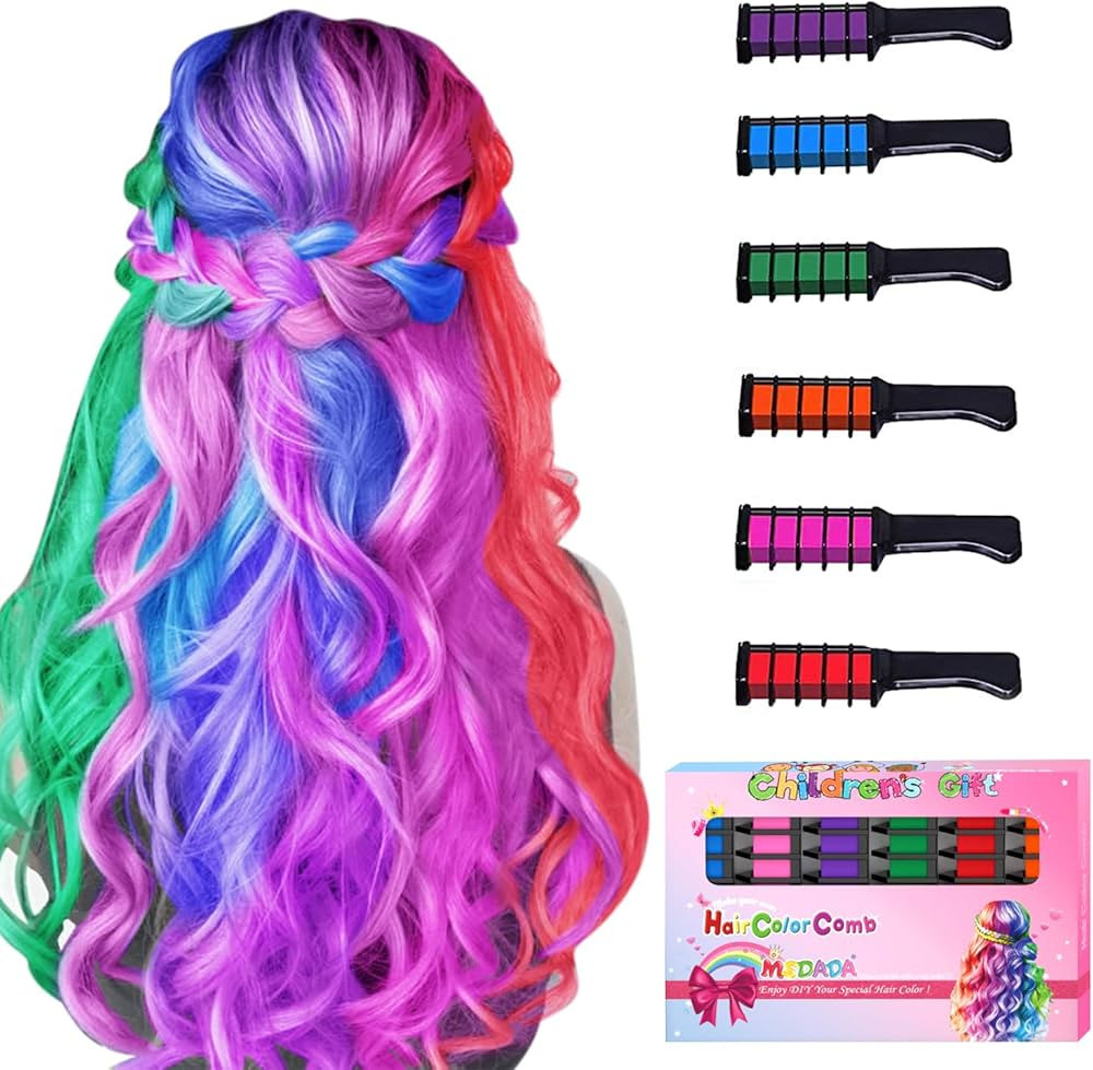 MSDADA New Hair Chalk Comb Temporary Hair Color Dye for Girls Kids, Washable Hair Chalk for Girls... | Amazon (US)