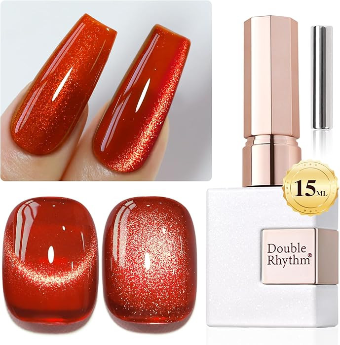 Double Rhythm 0.5 OZ Cat Eye Gel Polish with Magnet 15ML Holographic Glitter Shimmer Translucent ... | Amazon (US)