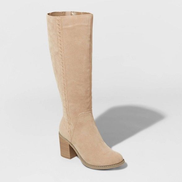 Women's Sunset Microsuede Riding Boots - Universal Thread™ Taupe | Target