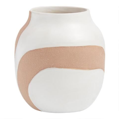 Natural and White Ceramic Swirl Vase | World Market