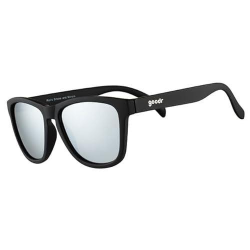 goodr Ron's Smoke and Mirrors Polarized Sunglasses for Men & Women, Limited Edition, Medium Sized (OG), Black Solid Frame with Silver Mirrored Reflective Lenses, UV400 Protection, No Slip, No Bounce | Amazon (US)