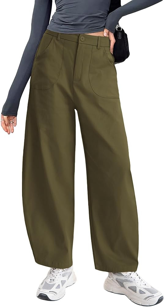 Womens Cotton Pants Casual Capri Baggy Wide Leg Trousers Palazzo Pants for Women with Pockets | Amazon (US)
