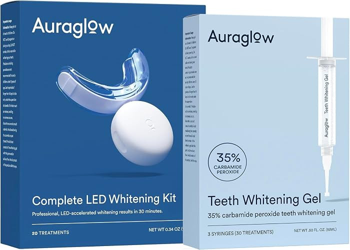 Auraglow Teeth Whitening Kit & 35% Teeth Whitening Gel Refill Pack | Amazon (US)