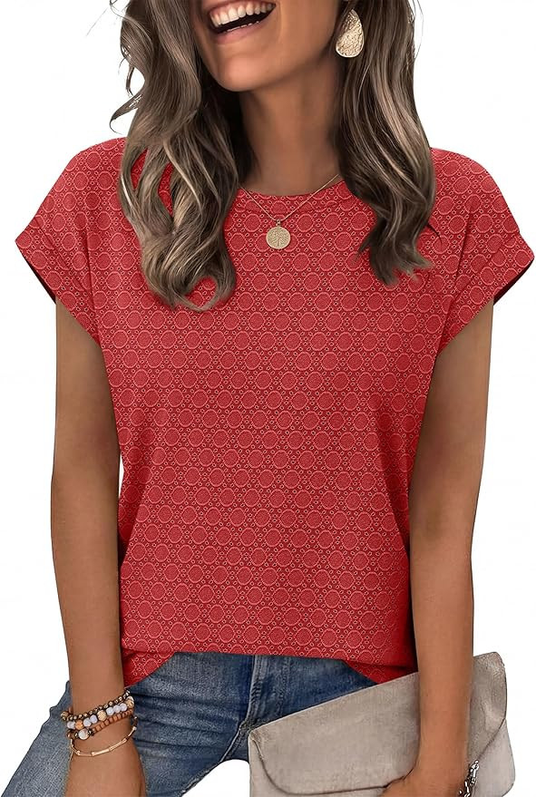 Alaroo Womens Summer Tops Short Sleeve Shirts Crew Neck Tshirt Cute Trendy Tunic Blouses (S-3XL) | Amazon (US)