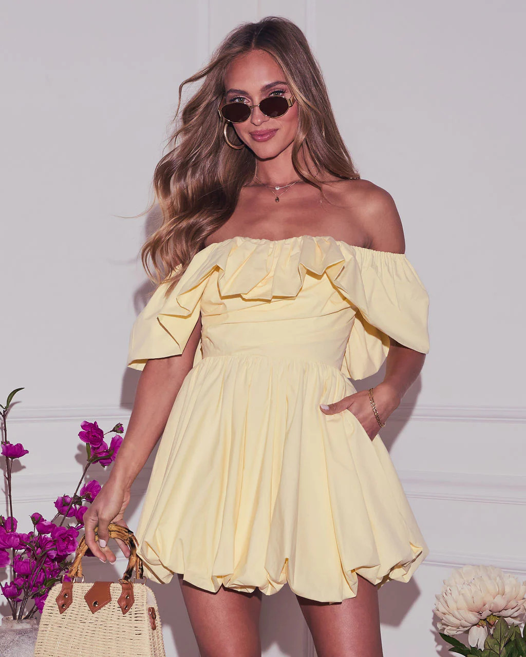 Portia Ruffle Off The Shoulder Mini Dress | VICI