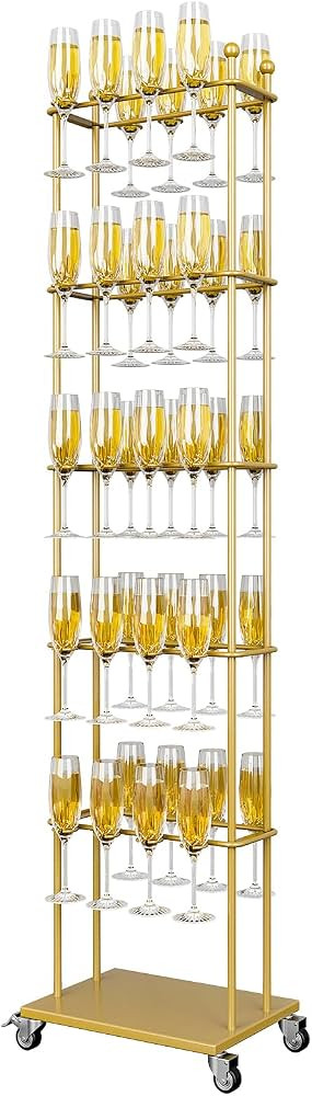 ikare Champagne Wall,Champagne Wall Holder for Party,5 Tier Metal Champagne Wall Stand,40 Wine Gl... | Amazon (US)