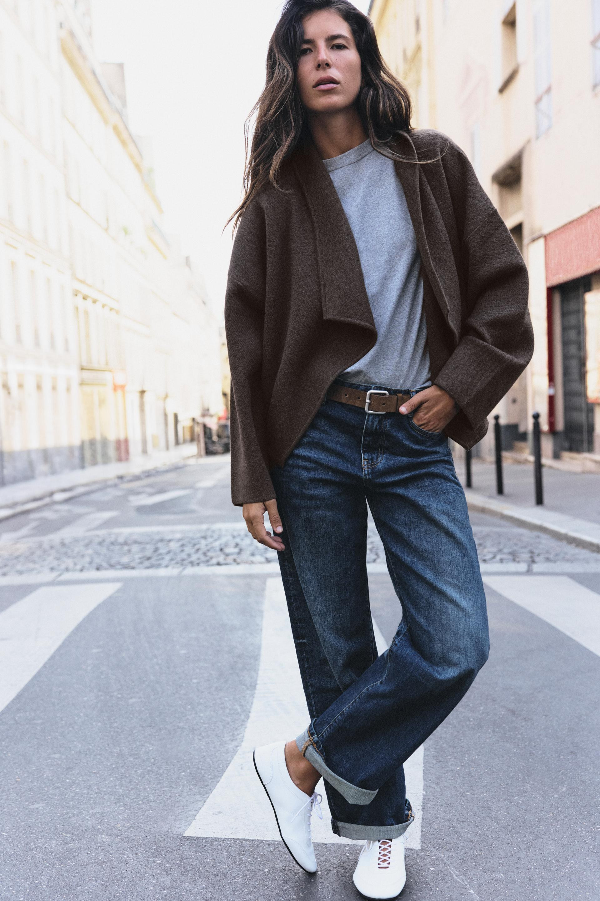 Zara - Open-Front Knit Jacket - Dark Khaki - S - Woman | Zara US