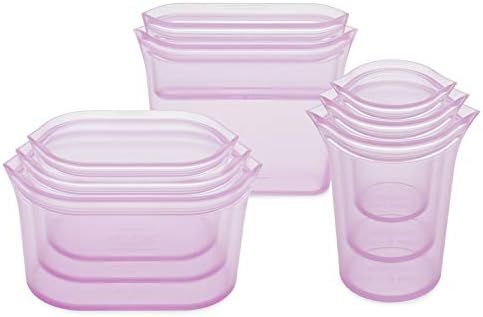 Zip Top Reusable 100% Silicone Food Storage Bags and Containers, Made in the USA - Full Set- 3 Cu... | Amazon (US)