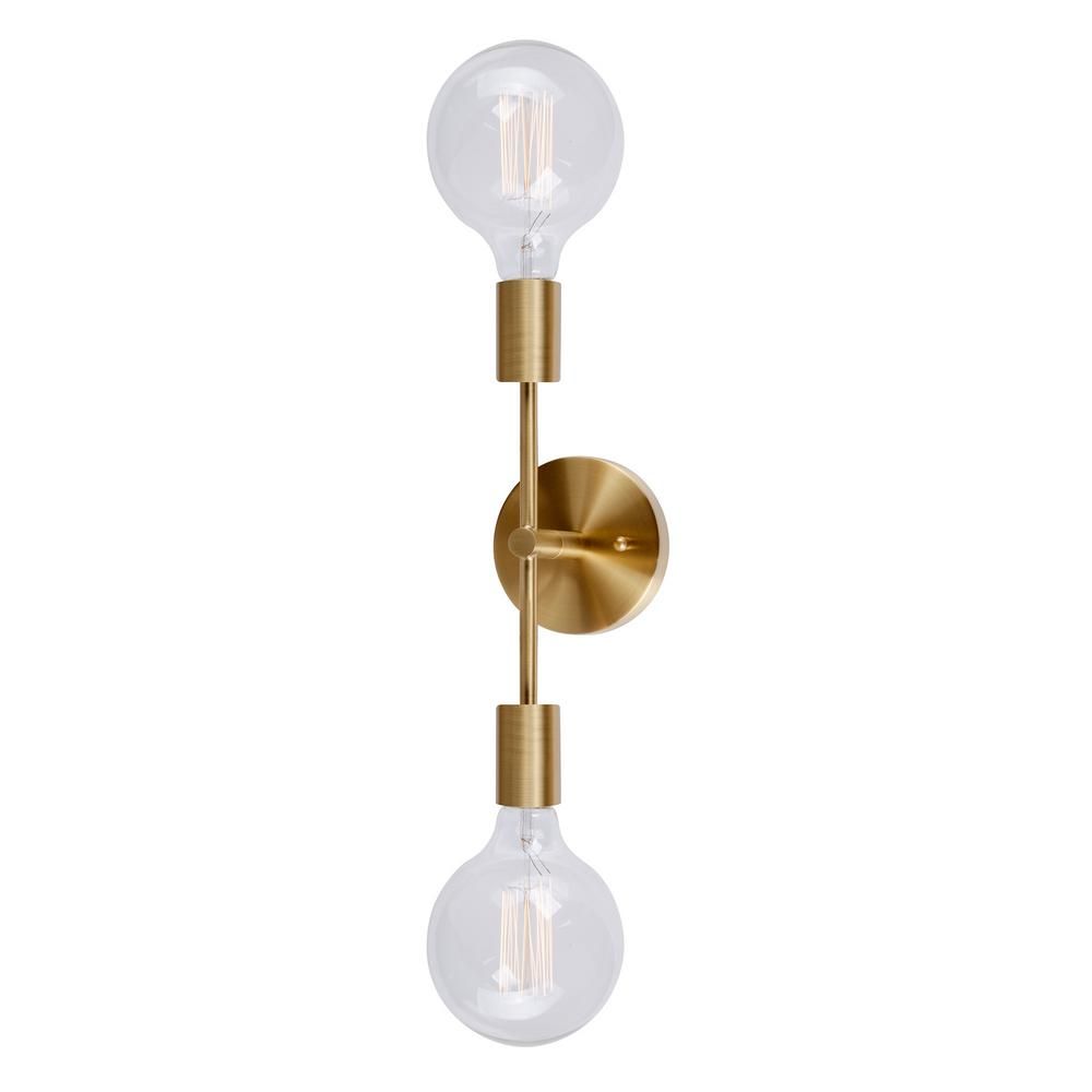 Baton 2-Light Soft Gold Wall Sconce Vanity Light | The Home Depot