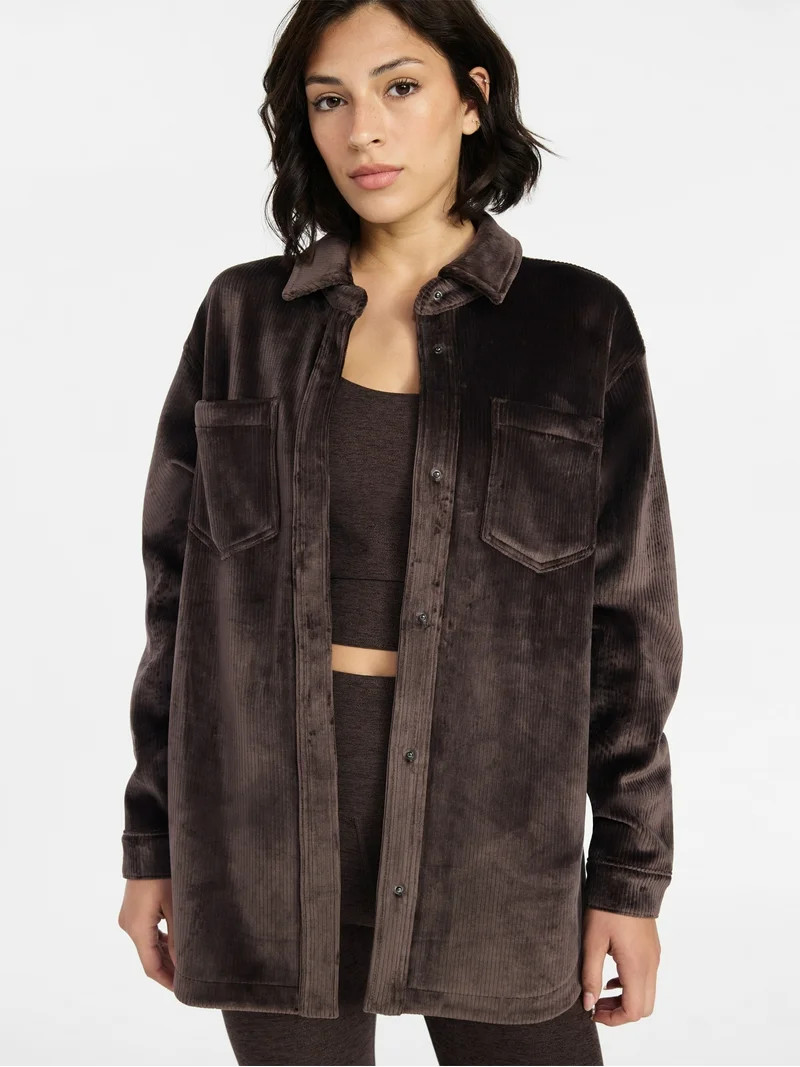 Avia Women's and Women's Plus Cord Velour Shacket, Sizes XS-4X | Walmart (US)