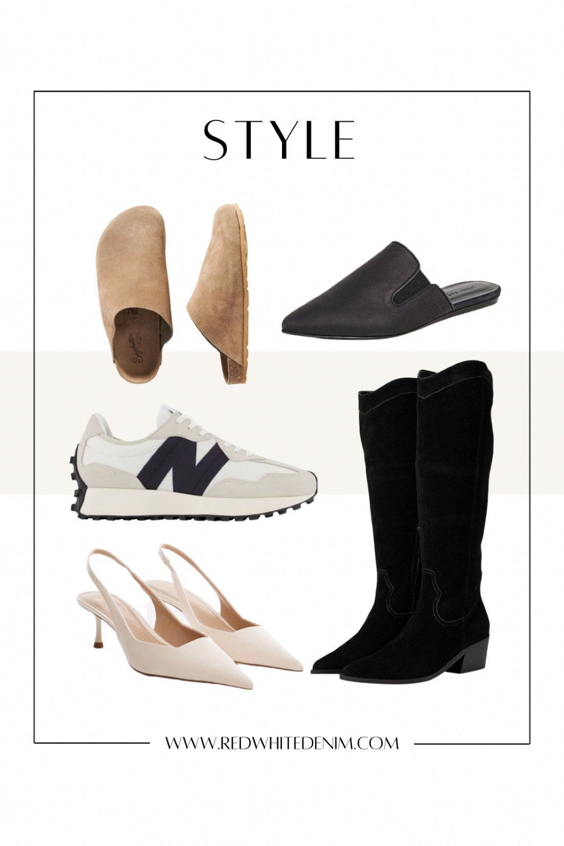 Fall Capsule Wardrobe Shoes

I’m a 7.5/8 - see below for what I take in each pair.

Sneakers (8)
Clogs (8)
Mules (39)
Pumps (8.5)
Boots (8.5)

#LTKshoecrush