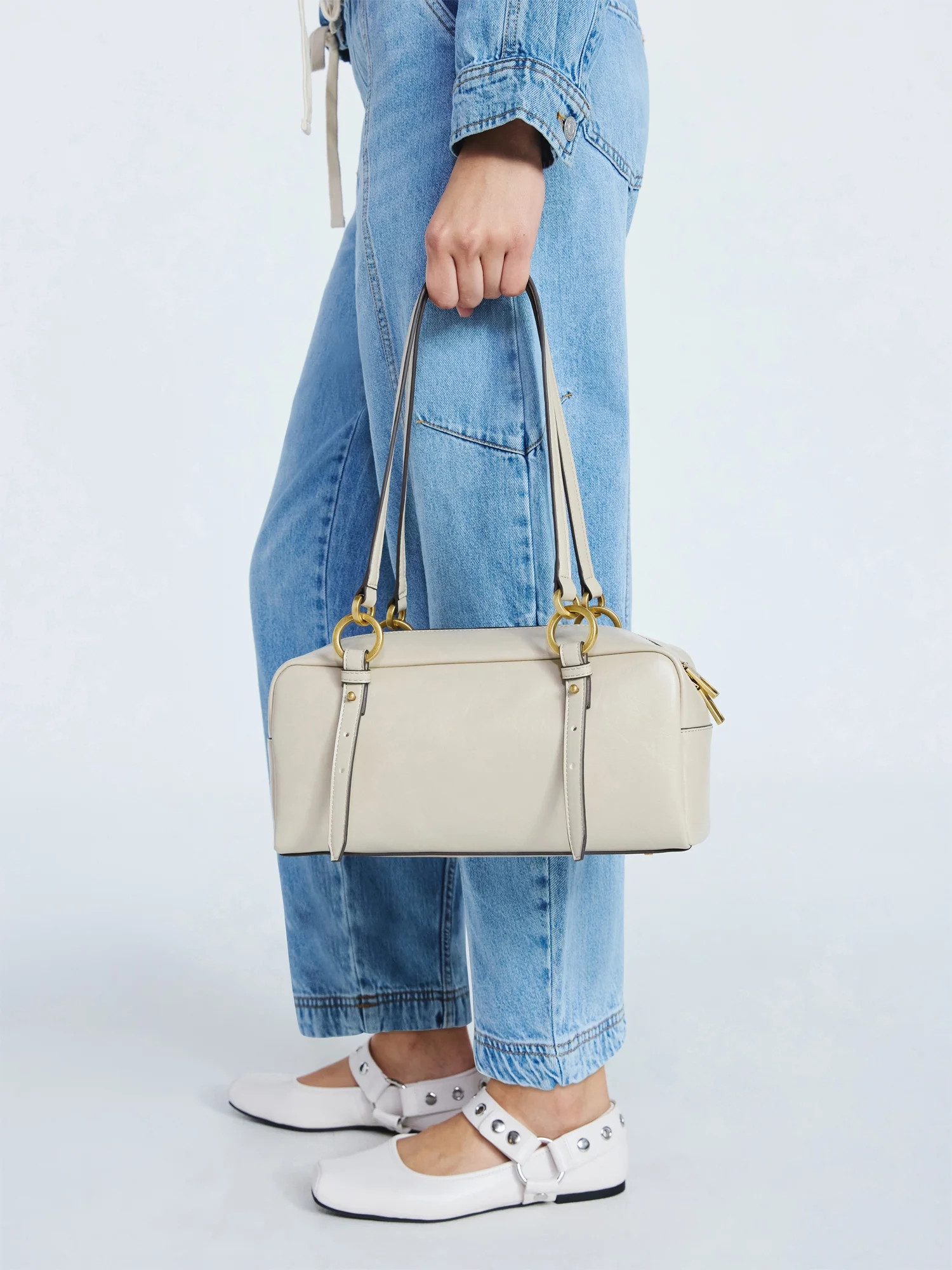 Scoop Women's Faux Leather Top Handle Shoulder Bag, Almond Biscuit | Walmart (US)