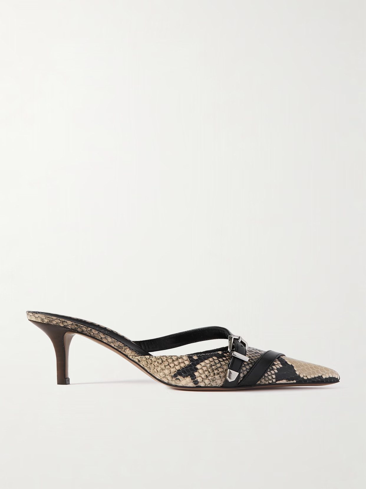 Paris Texas - Ashley Buckled Snake-effect Leather Mules - Animal Print | NET-A-PORTER (US)