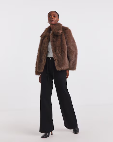 Simply Be Chocolate Short Faux Fur Coat | JD Williams (UK)