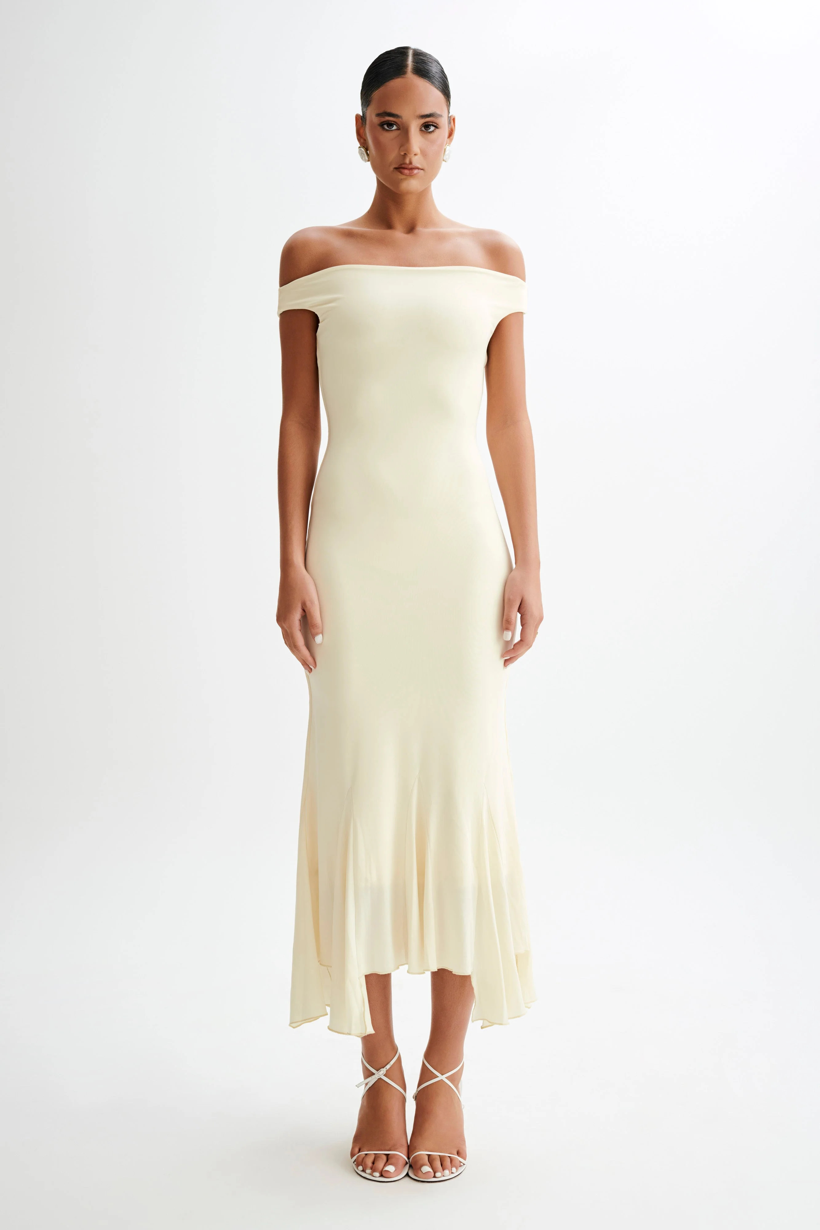 Analina Slinky Handkerchief Midi Dress - Lemon Sherbet | MESHKI US