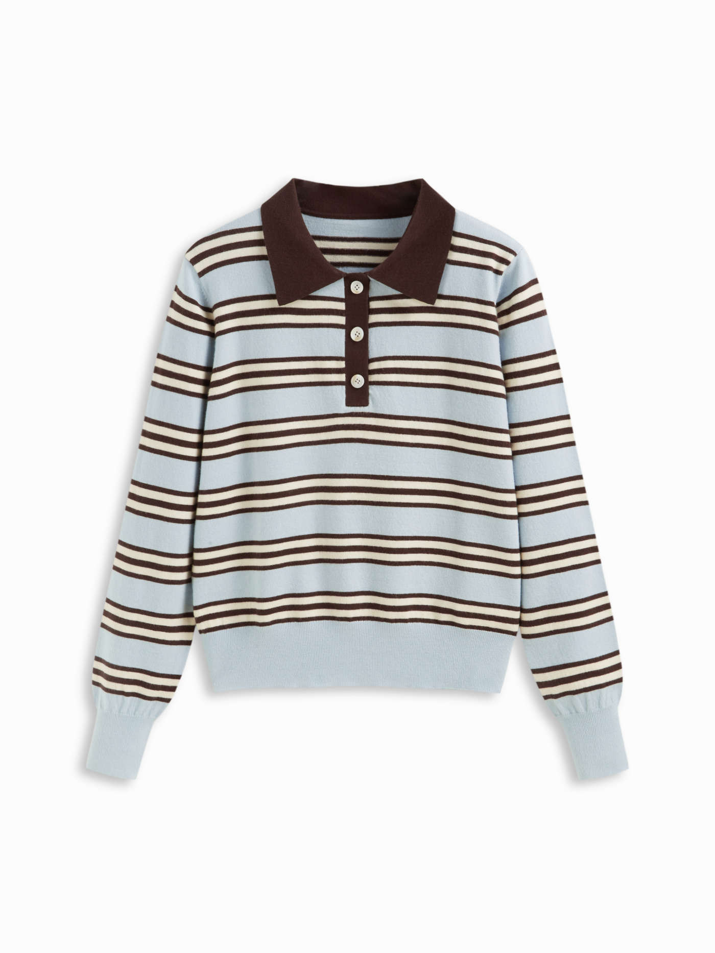 Knit Fabric Knit Striped Polo Neck Long Sleeve Oversized Top For Daily Casual | Cider