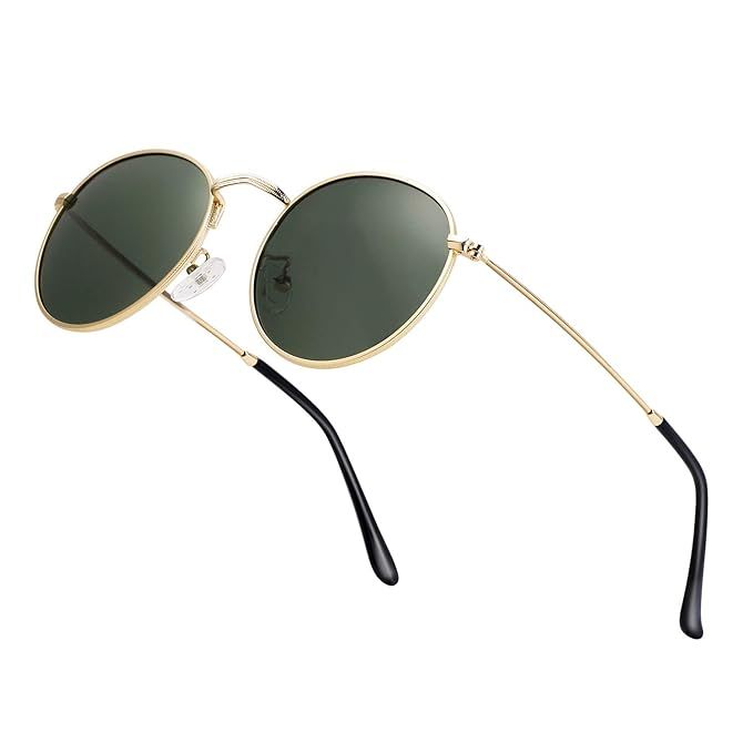 Small Round Polarized Sunglasses Retro Men Women Mirrored Lens Metal Frame Circle Sun Glasses Shades | Amazon (US)