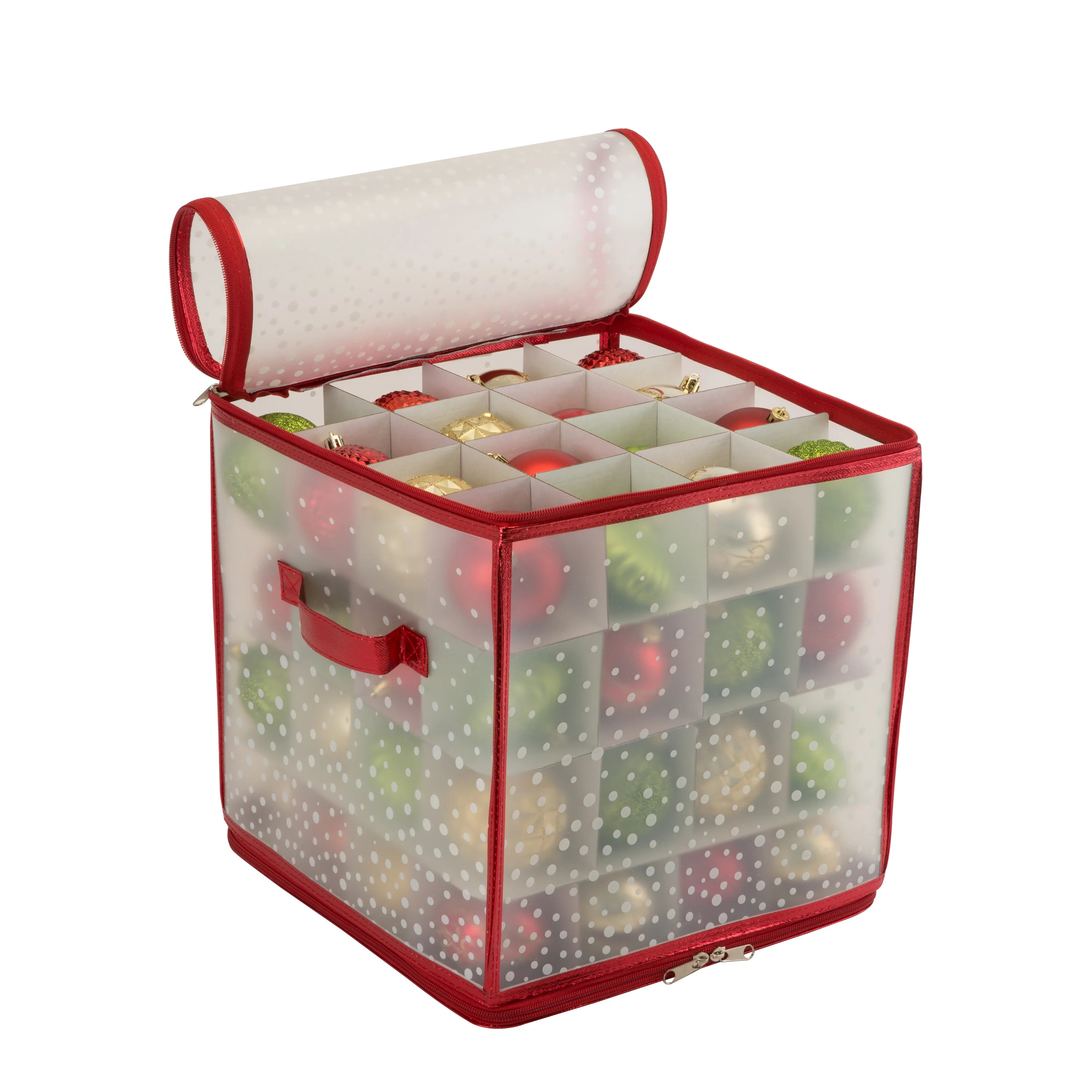 Simplify 64-Count Plastic Ornament Organizer Storage Box, Red | Walmart (US)
