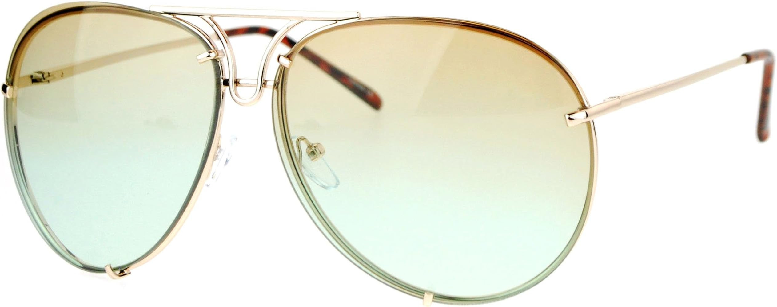 Oversized Round Pilot Sunglasses Gradient Lens Metal Rims in Back Spring Hinge | Amazon (US)