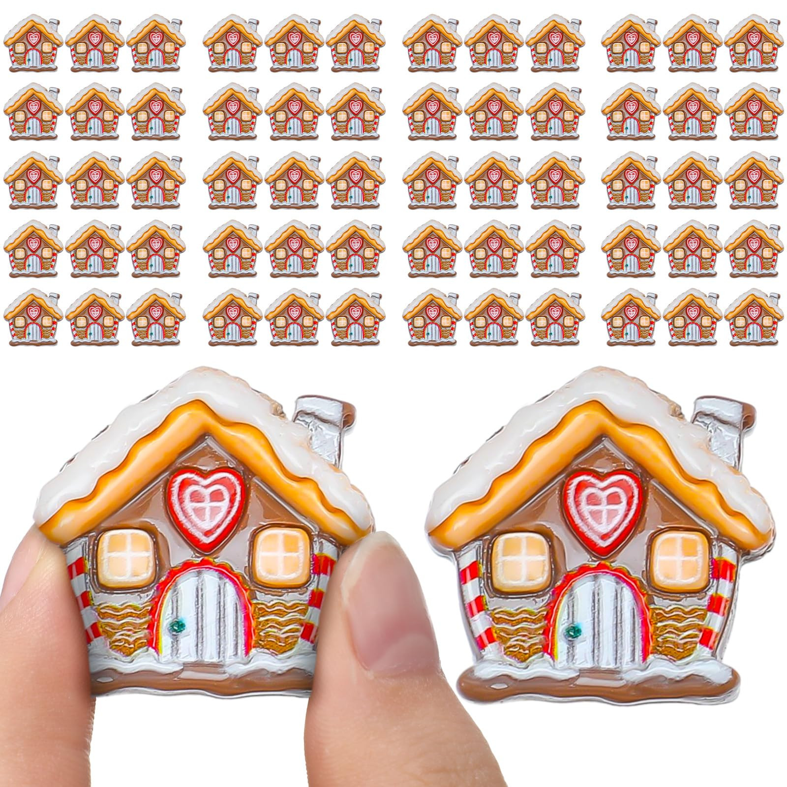 Realspring 60 Pcs Christmas Miniatures for Crafts Gingerbread House Decorations Christmas Miniatu... | Amazon (US)