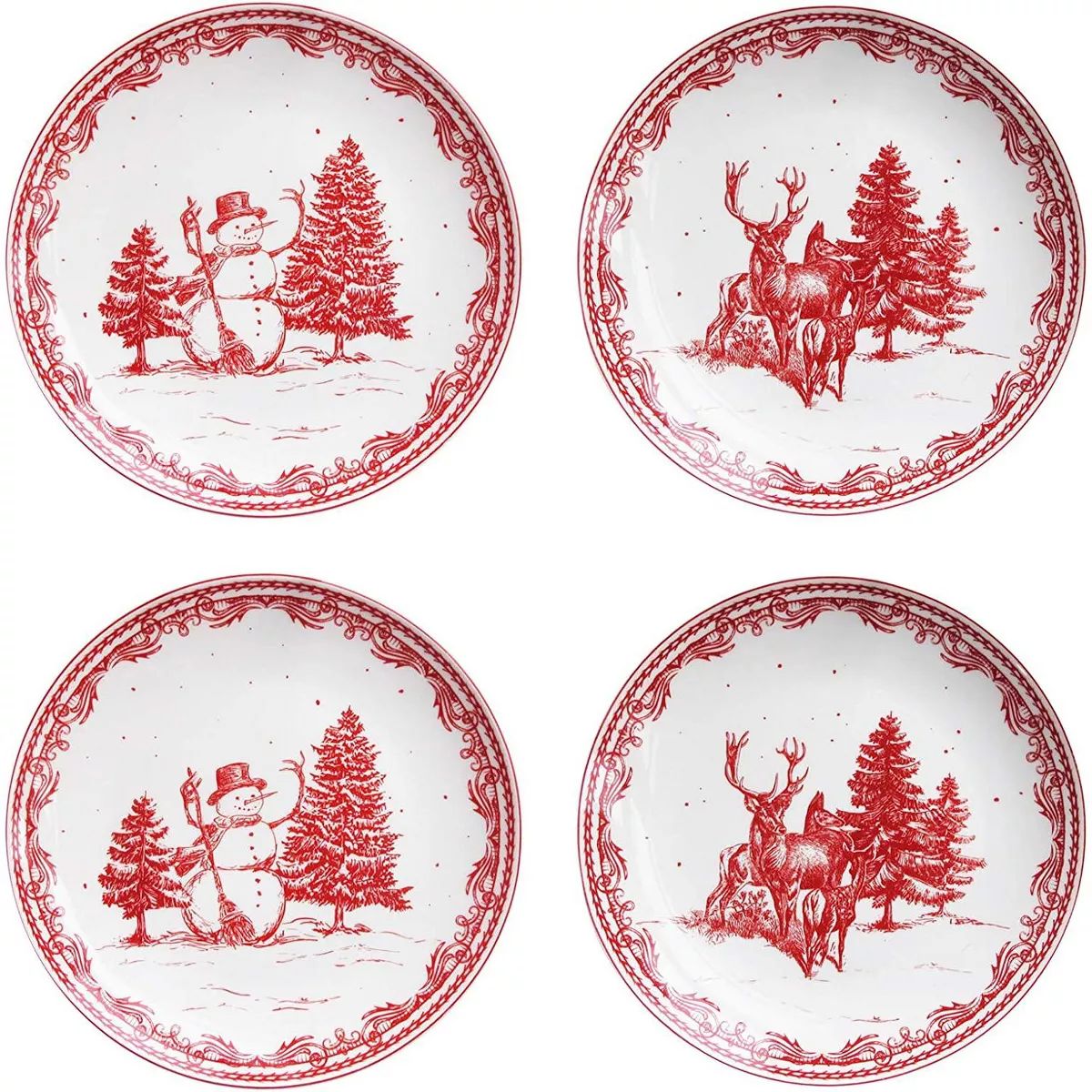 American Atelier Christmas Salad Plate, Set of 4, Dessert and Appetizer Plates, Vintage Style Din... | Target
