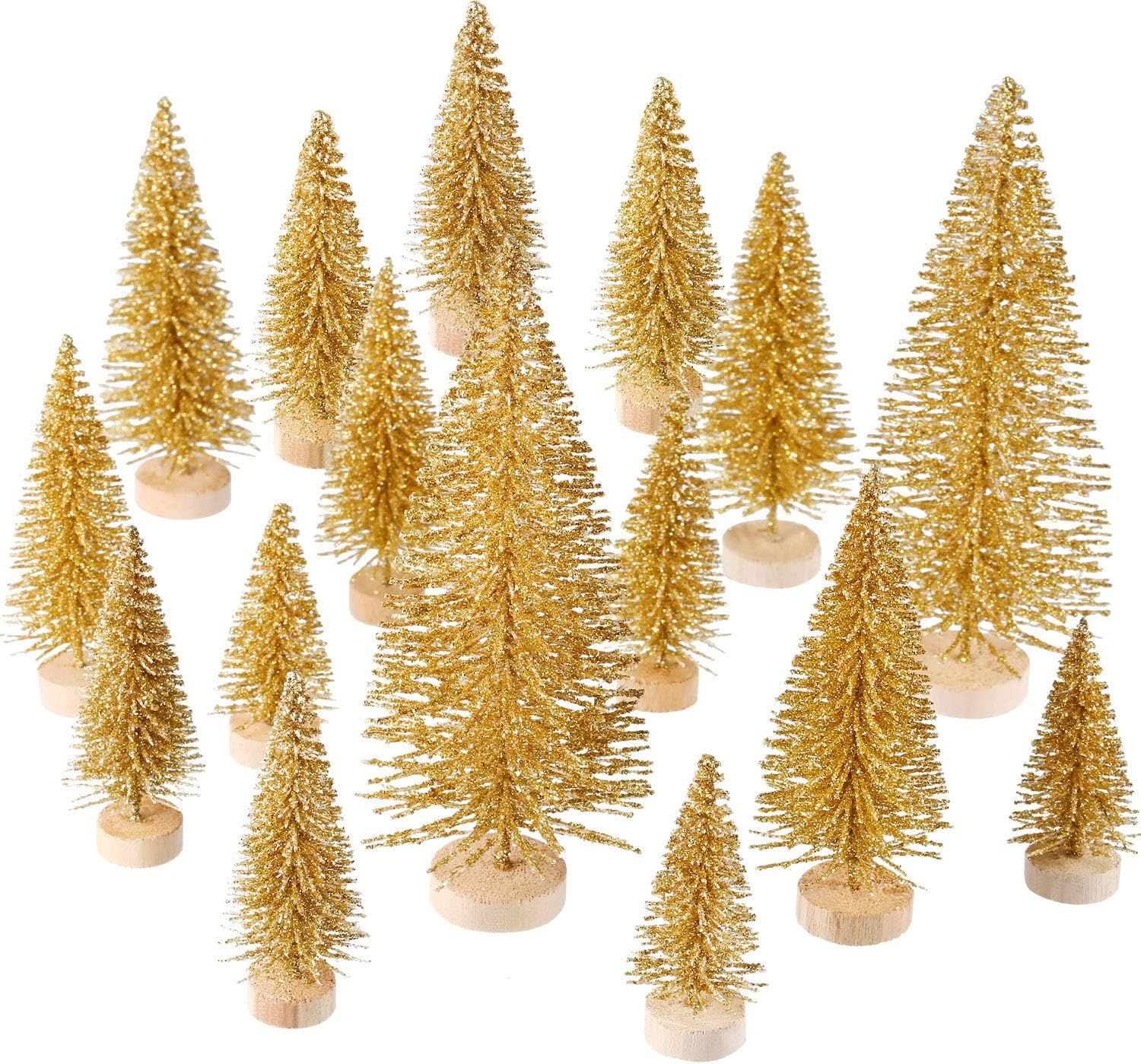 SATINIOR 60 Pieces Artificial Mini Christmas Tree Sisal Snow Trees Bottle Brush Christmas Trees P... | Amazon (US)