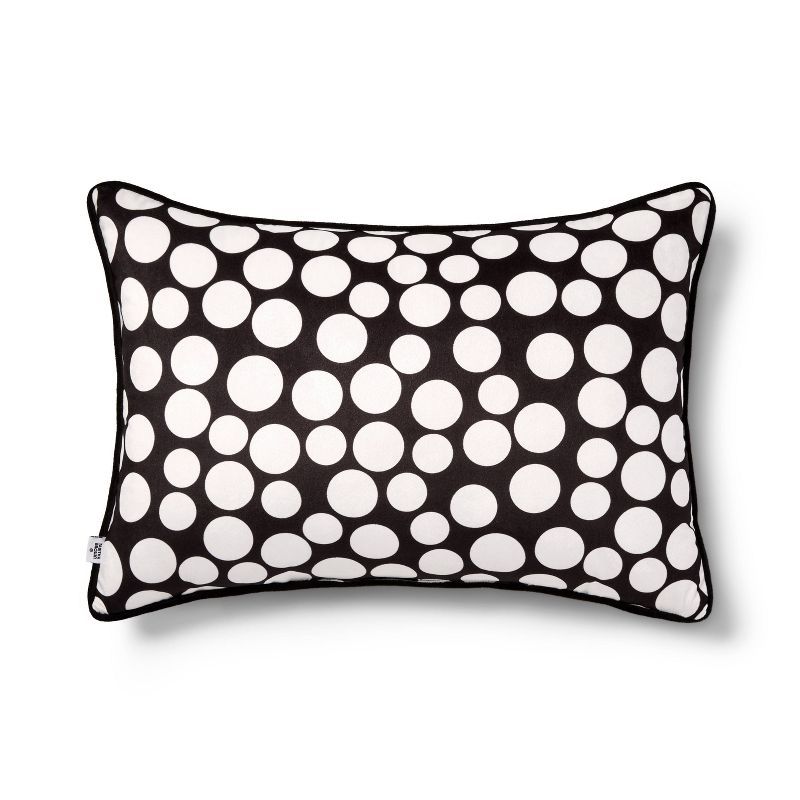 14"x20" Velvet Dot Decorative Lumbar Pillow Black/Yellow - Tabitha Brown for Target | Target