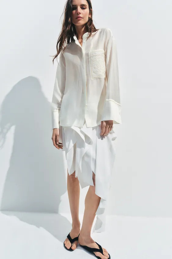 EMBROIDERED POCKET SHIRT ZW COLLECTION | Zara US