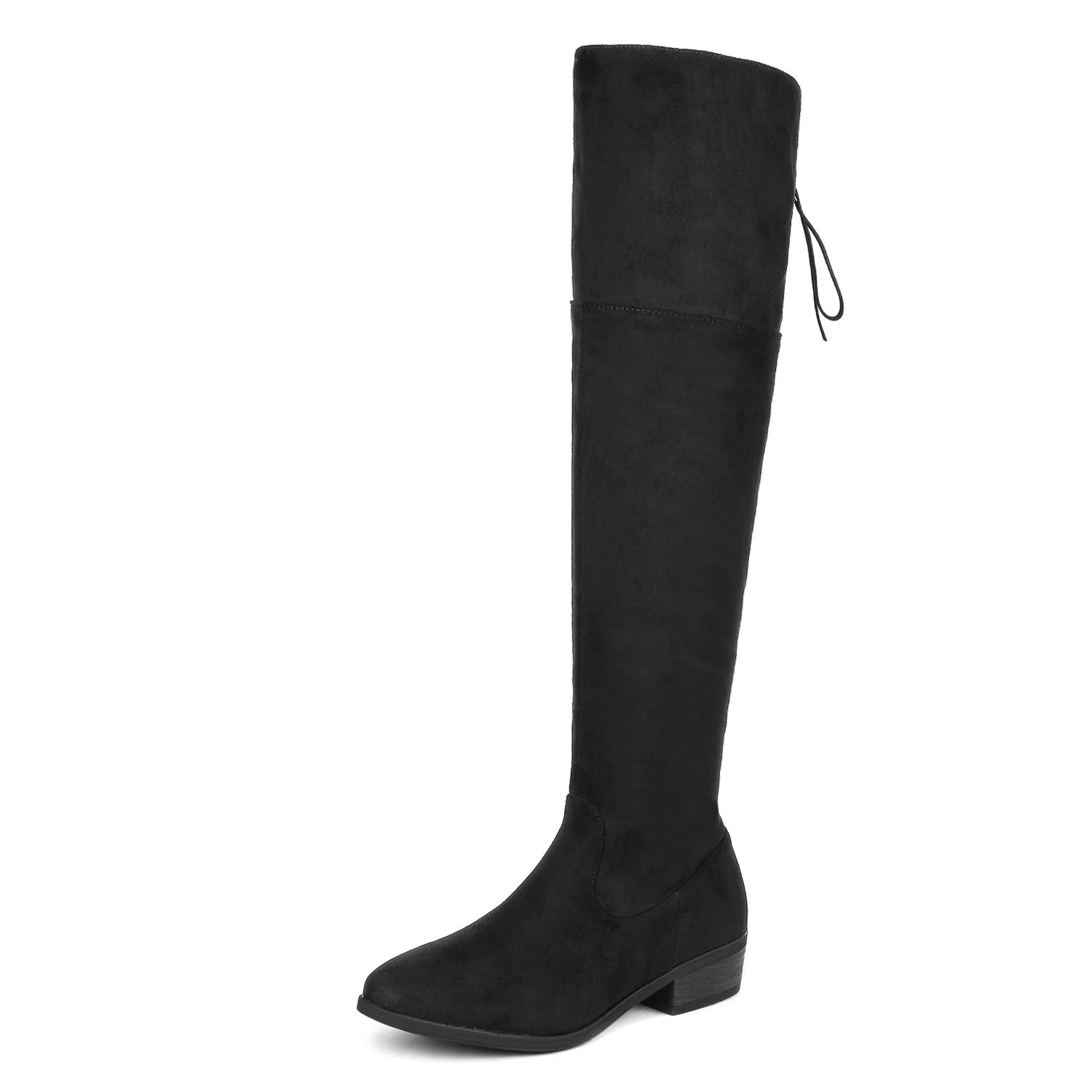 Dream Pairs Women Suede/Pu Over The Knee Thigh High Low Heel Classic Slouch Boot Lei Black Size 6... | Walmart (US)